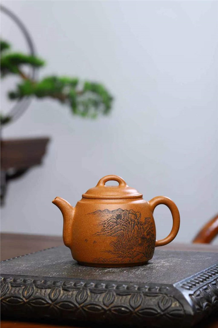 范建新紫砂壶价格|正品手工井泉壶蟹黄段泥400CC