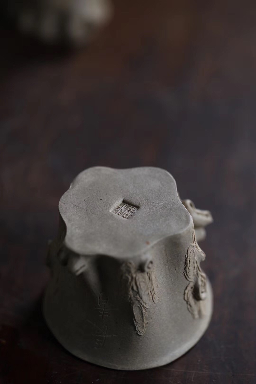 周飞作品 全手工松桩杯 刻长寿/问松