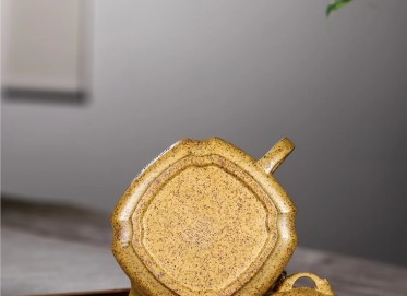 潘国芳紫砂壶价格|真品纯手工抽角石瓢壶黄金砂320CC