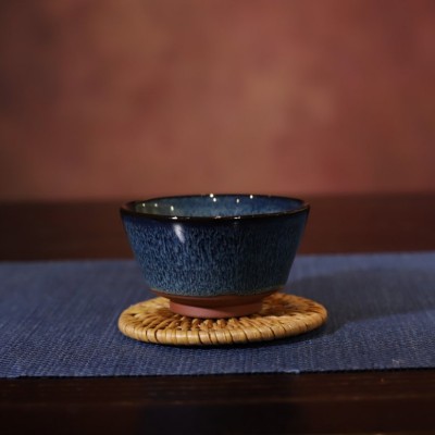 悠然紫砂作品 全手工天目釉窑变品茗杯
