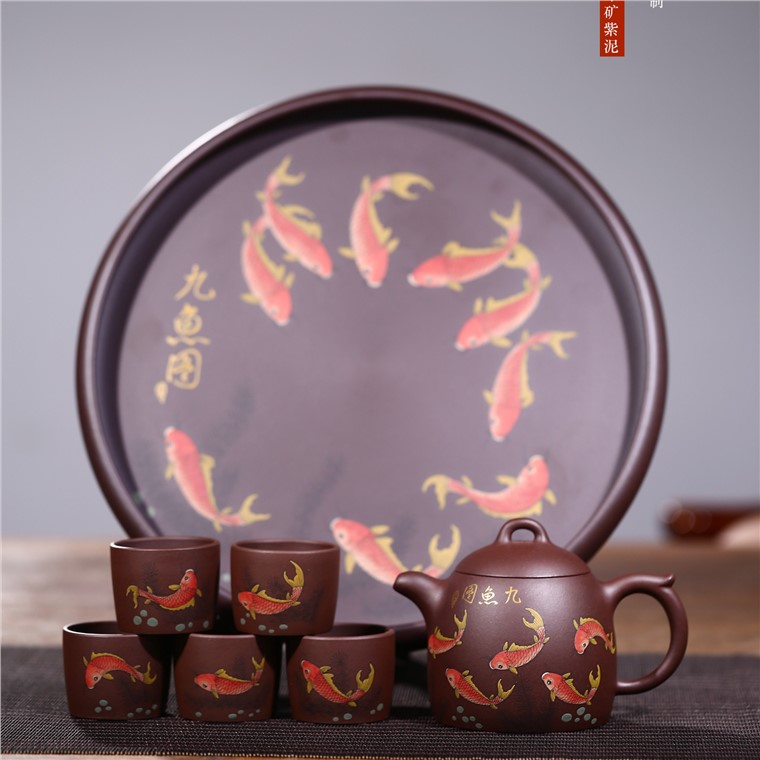 姚华君作品 九鱼图套具图片