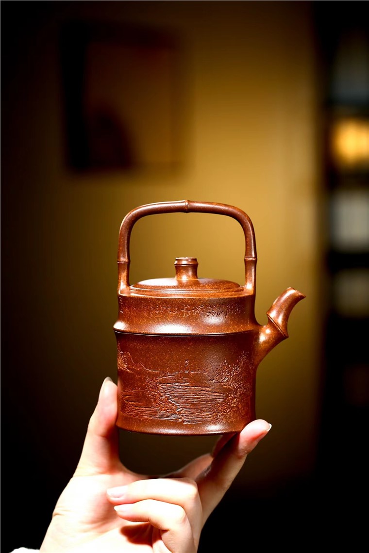 周建良作品 竹韵提梁图片