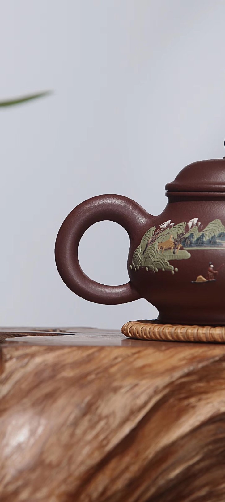 陈顺根作品 泥绘潘壶