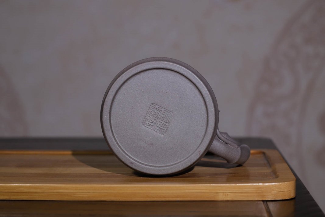 马旭良作品 纯手工青灰泥竹叶盖杯