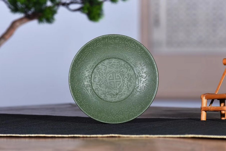 董正强作品 百寿盖碗