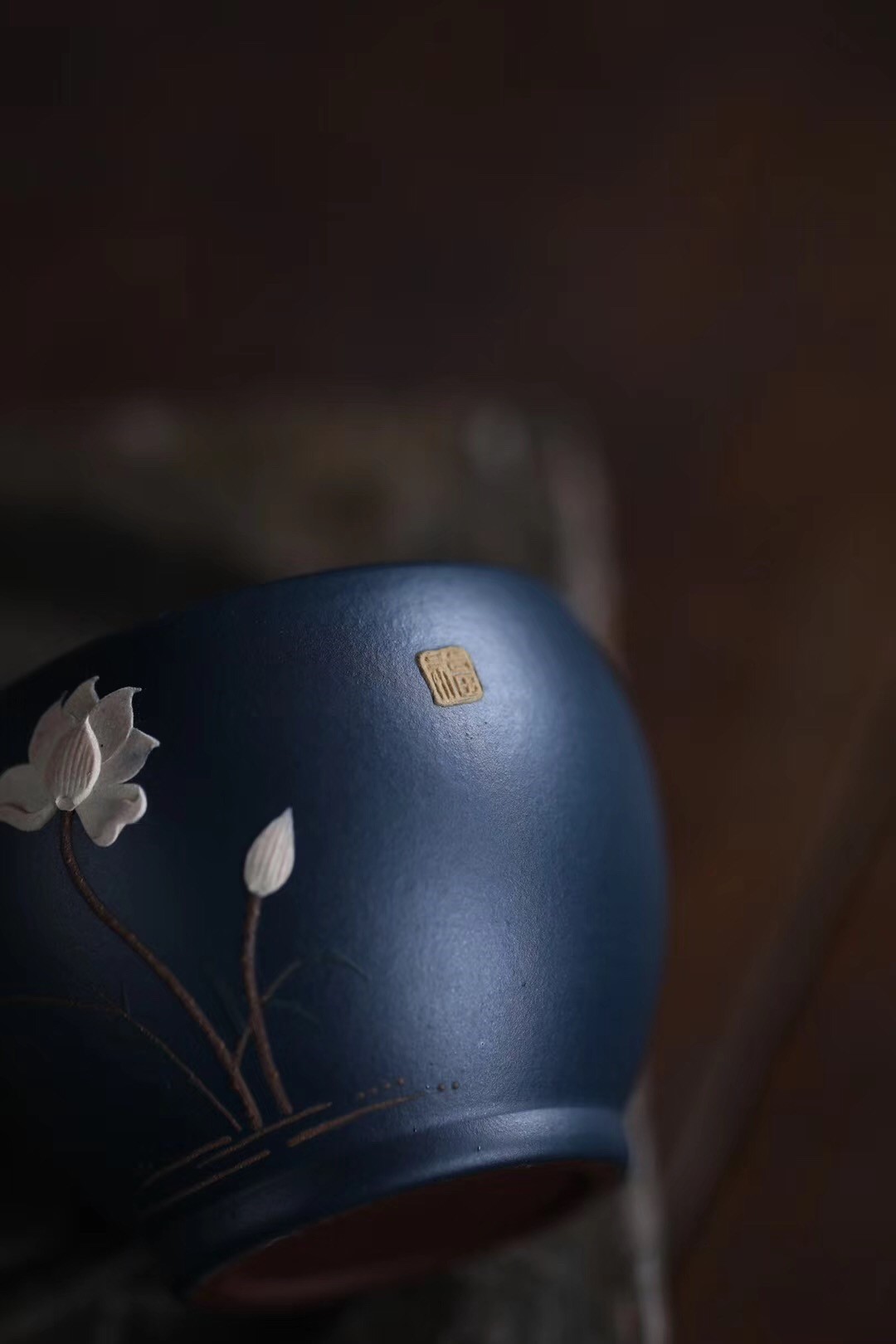 悠然紫砂作品 泥绘堆绘紫砂杯