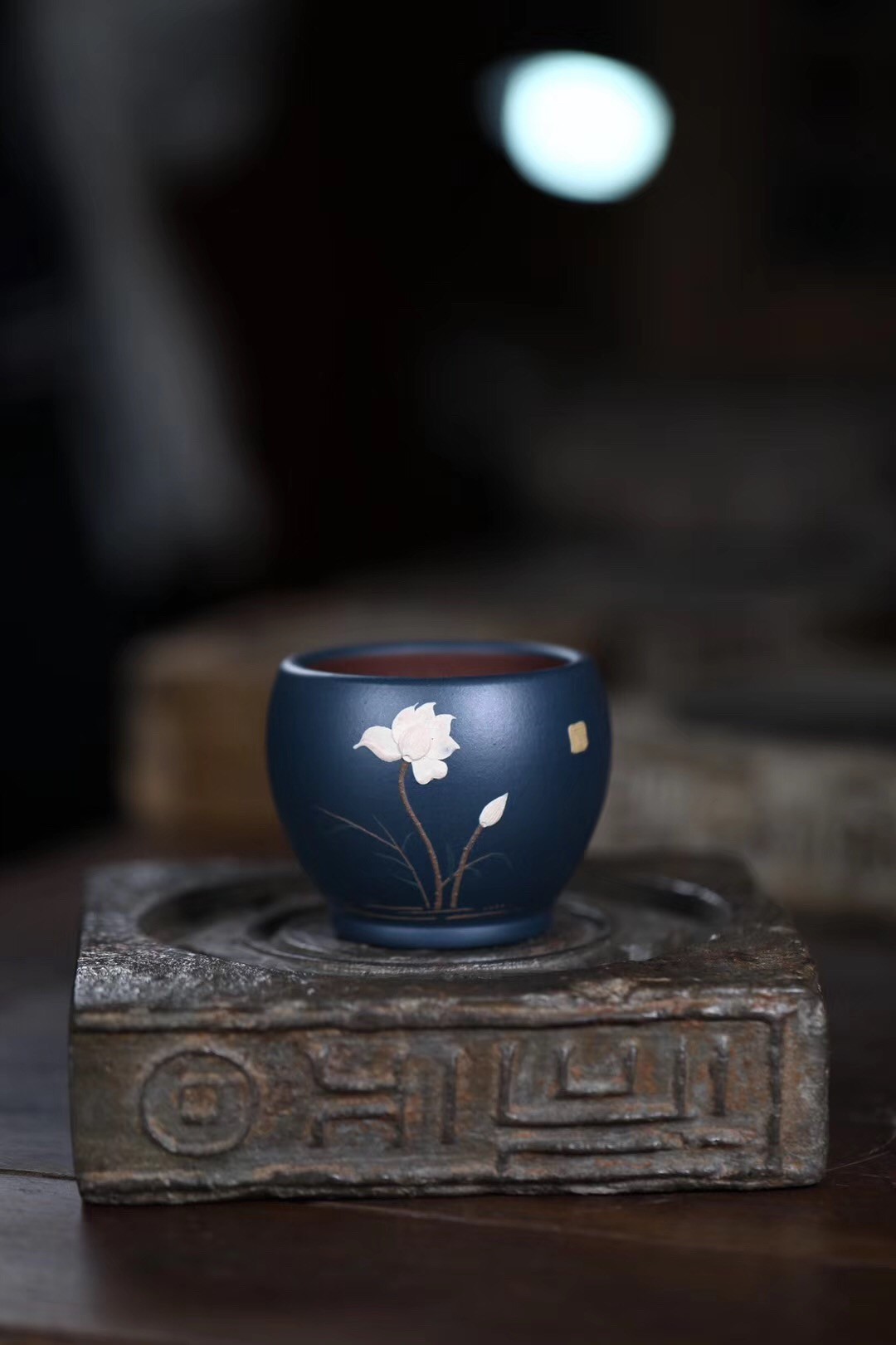 悠然紫砂作品 泥绘堆绘紫砂杯
