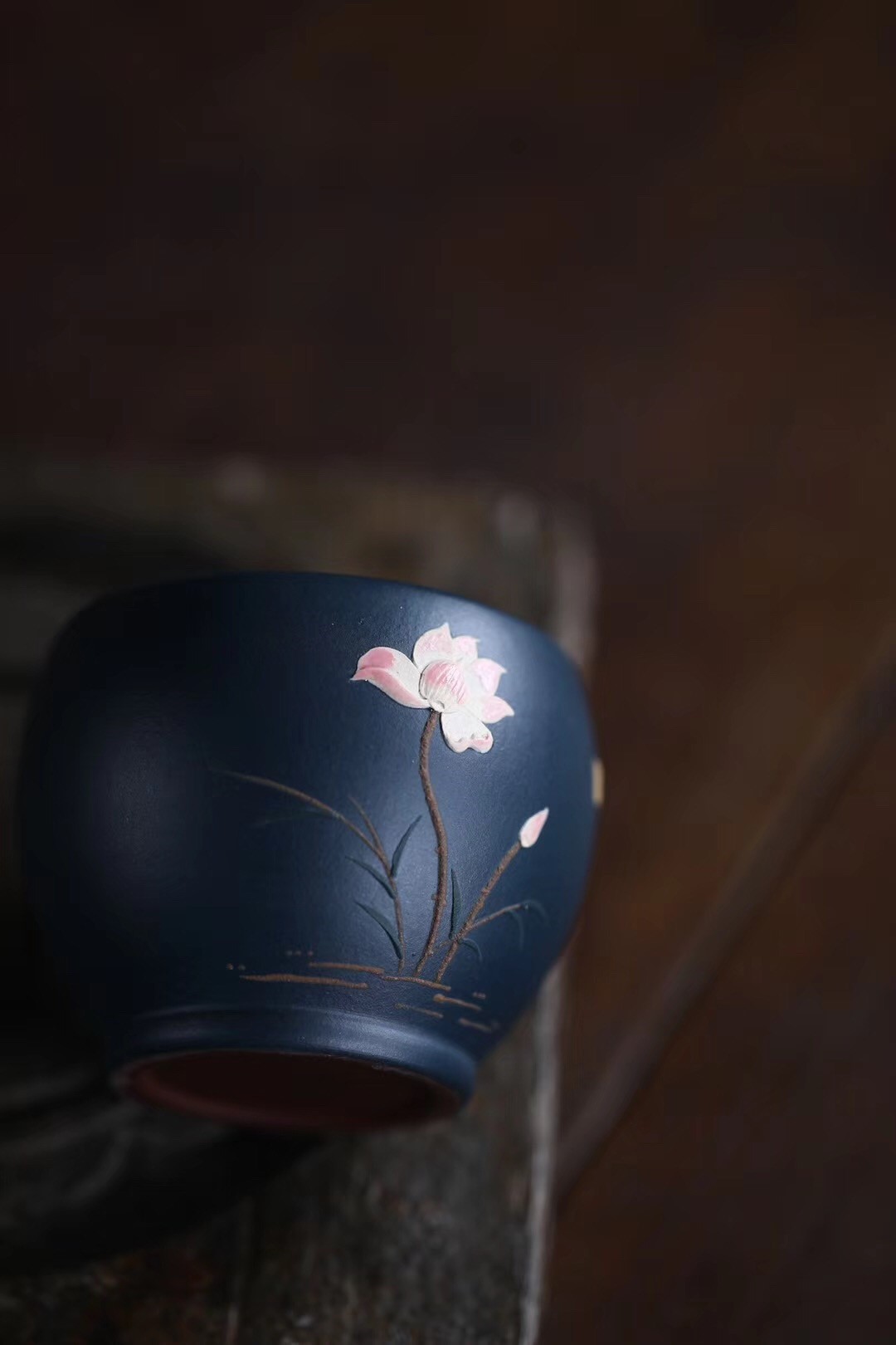 悠然紫砂作品 泥绘堆绘紫砂杯