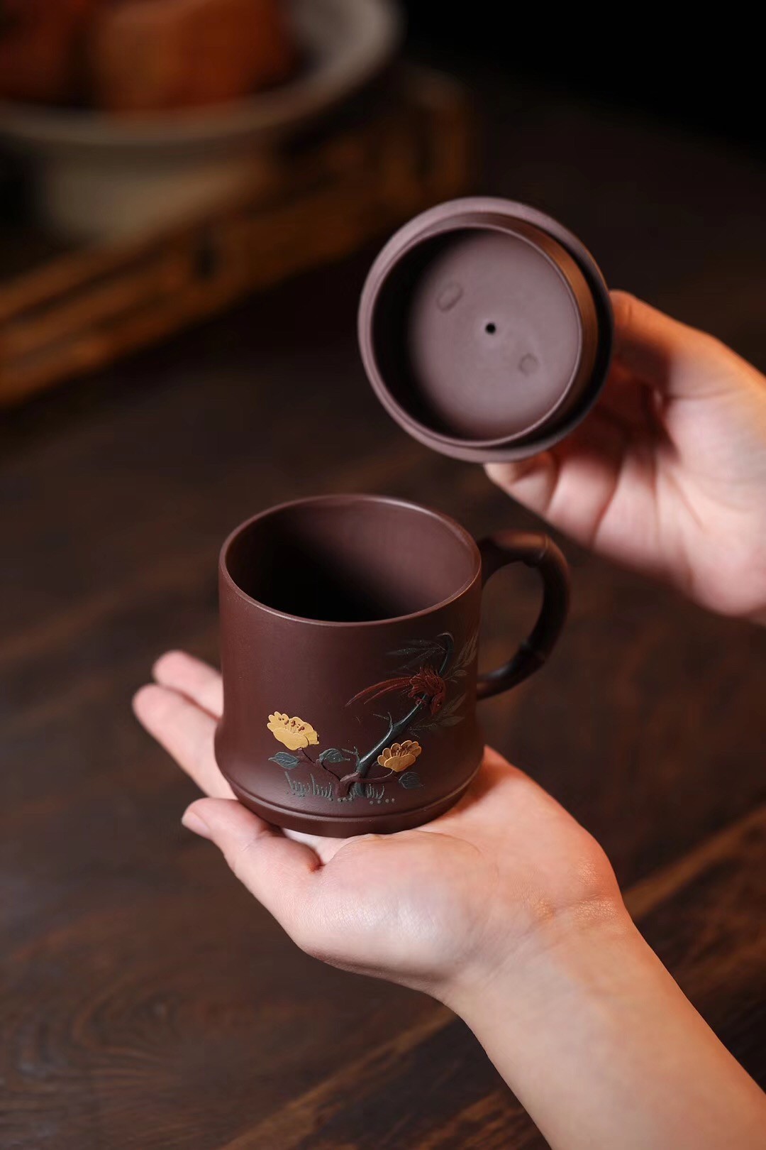 戚志君作品 雀竹杯