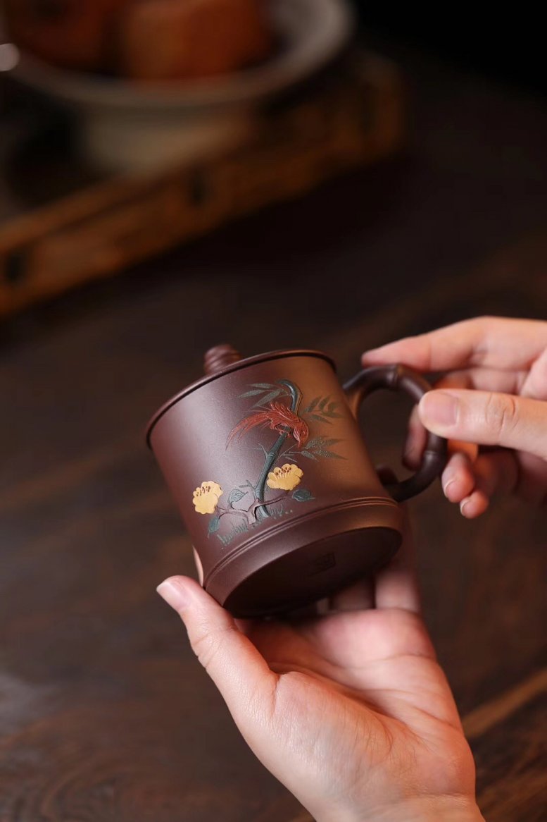 戚志君作品 雀竹杯
