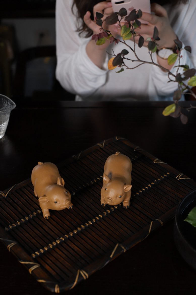悠然紫砂作品 金猪茶宠