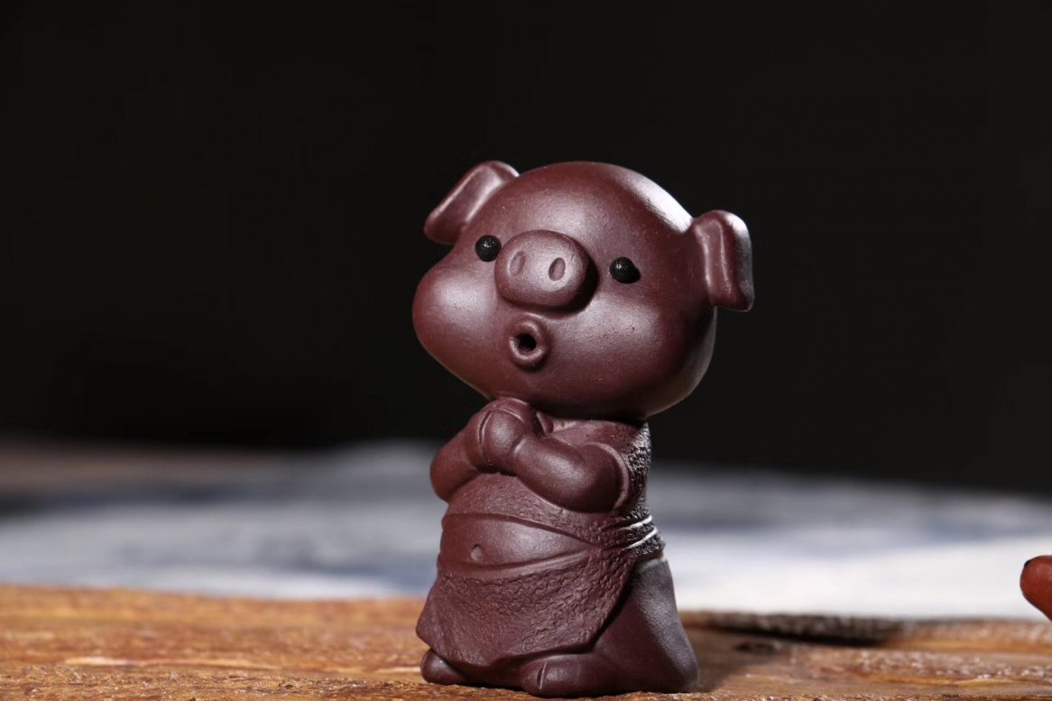 悠然紫砂作品 猪你发财