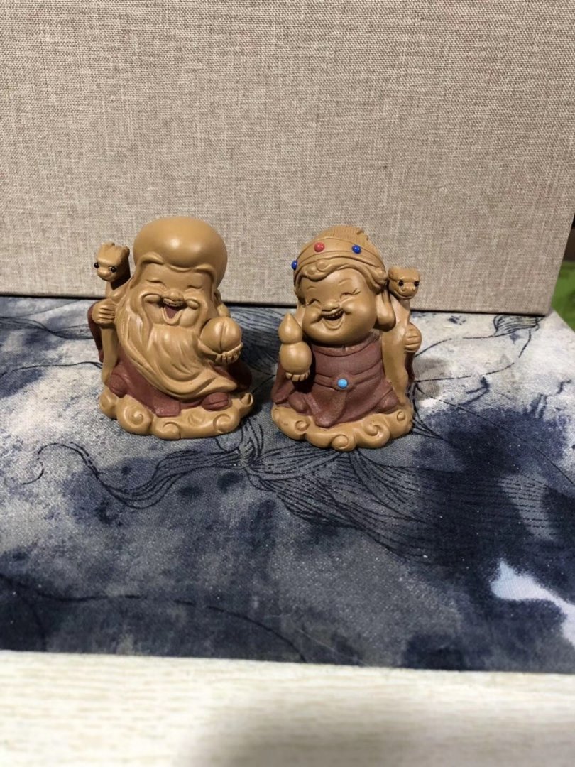 悠然紫砂作品 萌版寿公寿婆