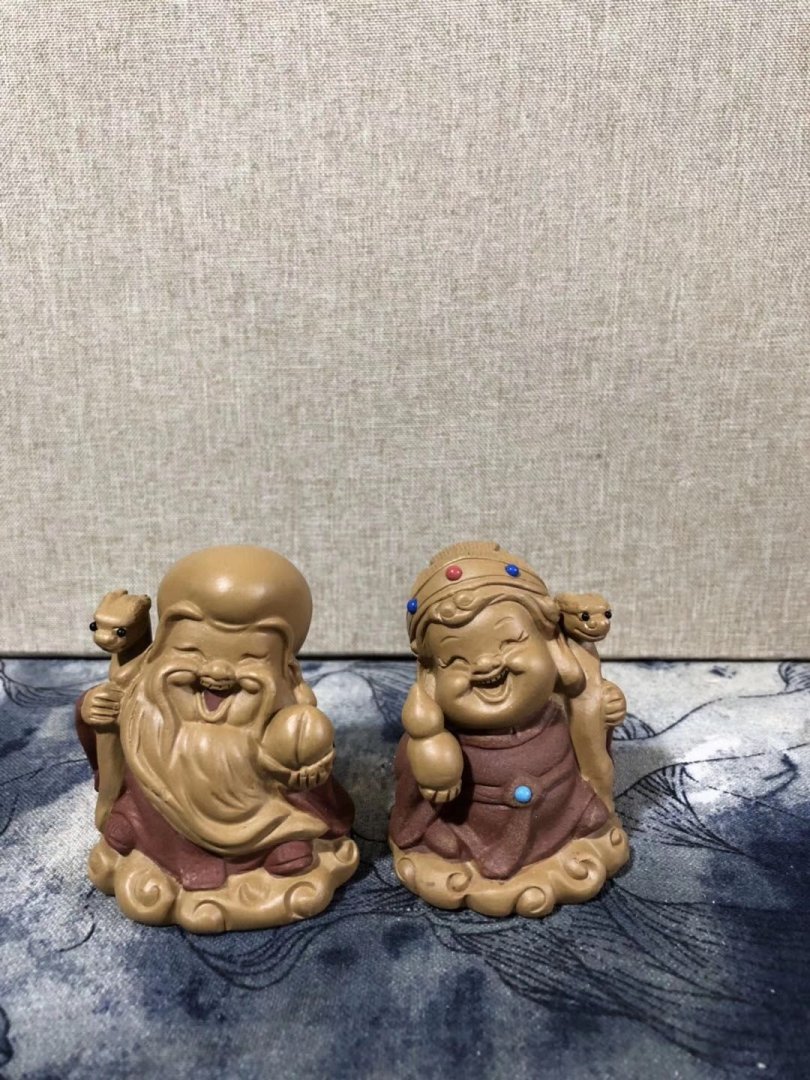 悠然紫砂作品 萌版寿公寿婆