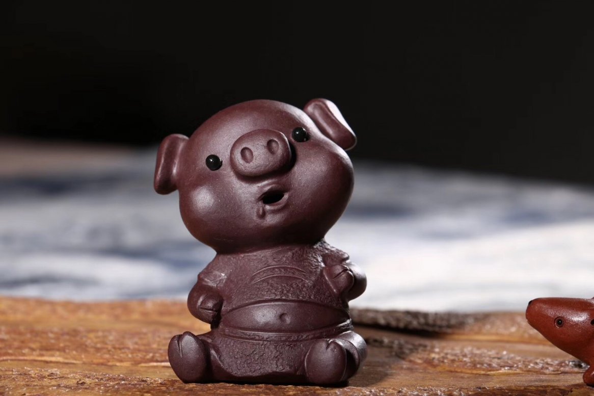 悠然紫砂作品 猪你发财