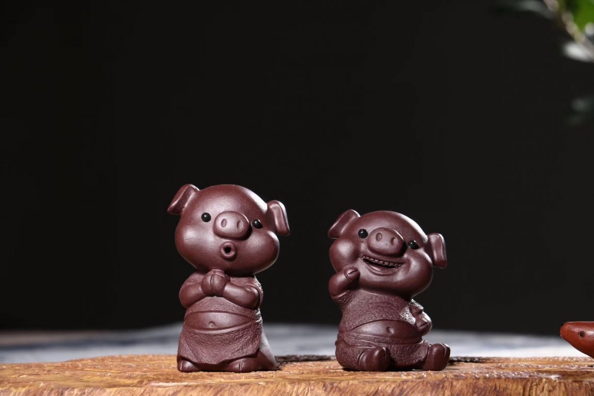 悠然紫砂作品 猪你发财