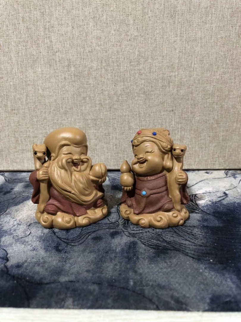 悠然紫砂作品 萌版寿公寿婆
