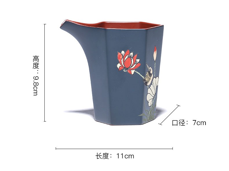 志群制陶作品 泥绘清趣公道杯