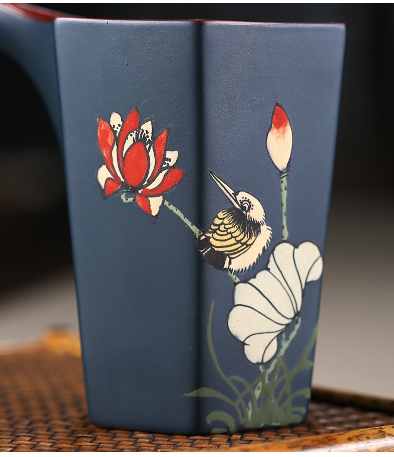 志群制陶作品 泥绘清趣公道杯