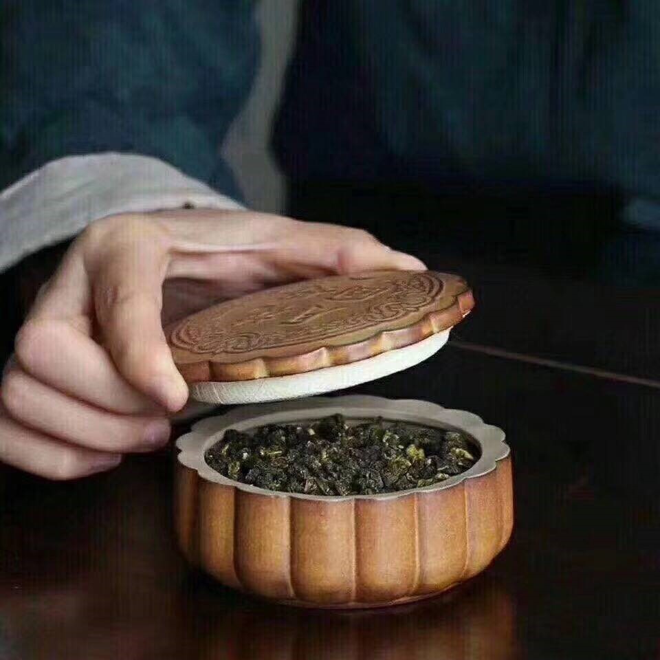 悠然紫砂作品 紫砂月饼茶叶罐
