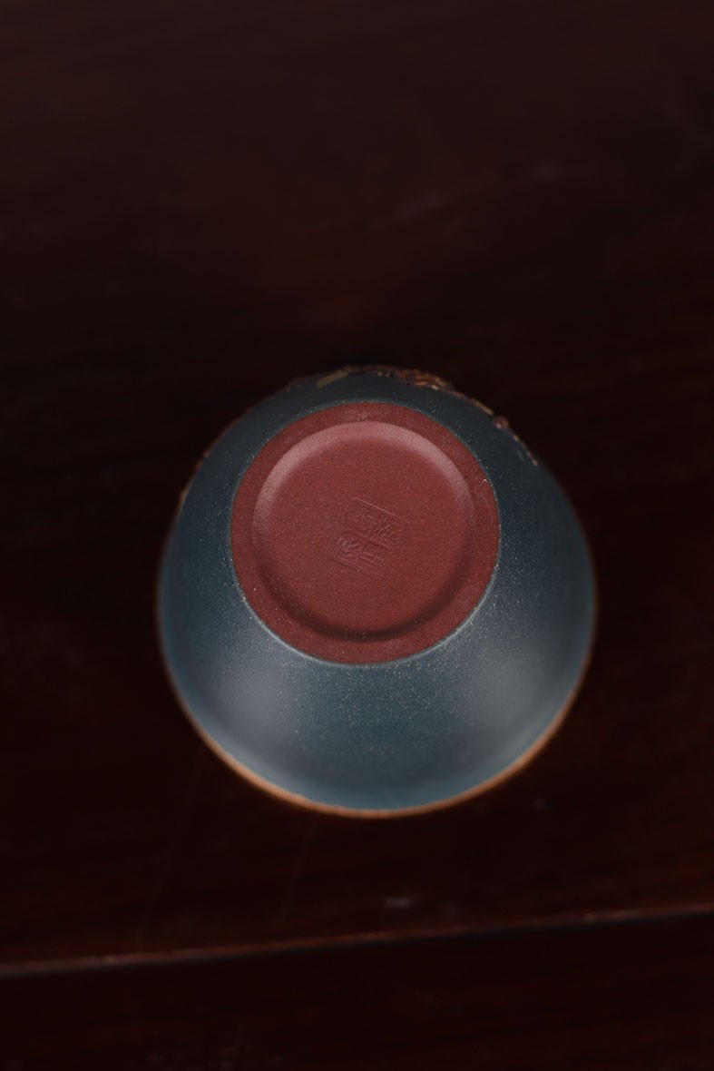 悠然紫砂作品 鎏金主人杯