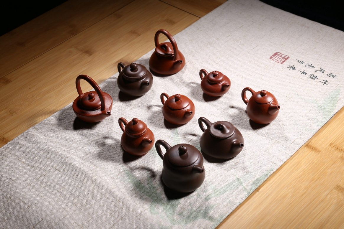 悠然紫砂作品 迷你壶套装 鸡翅木
