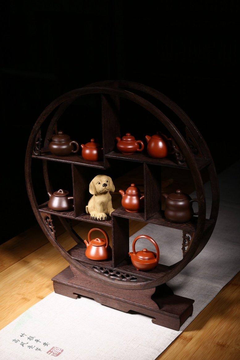 悠然紫砂作品 迷你壶套装 鸡翅木