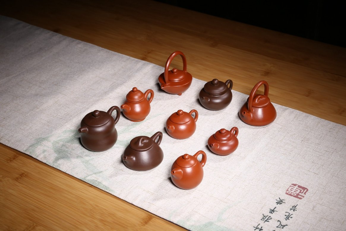 悠然紫砂作品 迷你壶套装 鸡翅木