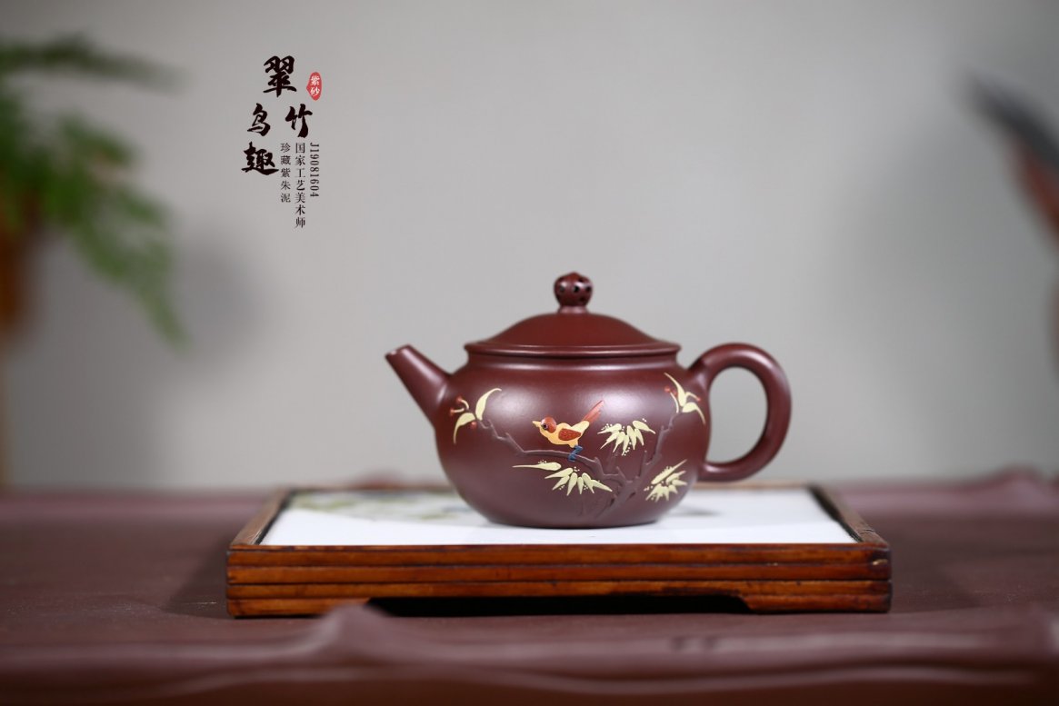 顾旭英作品 翠竹鸟趣