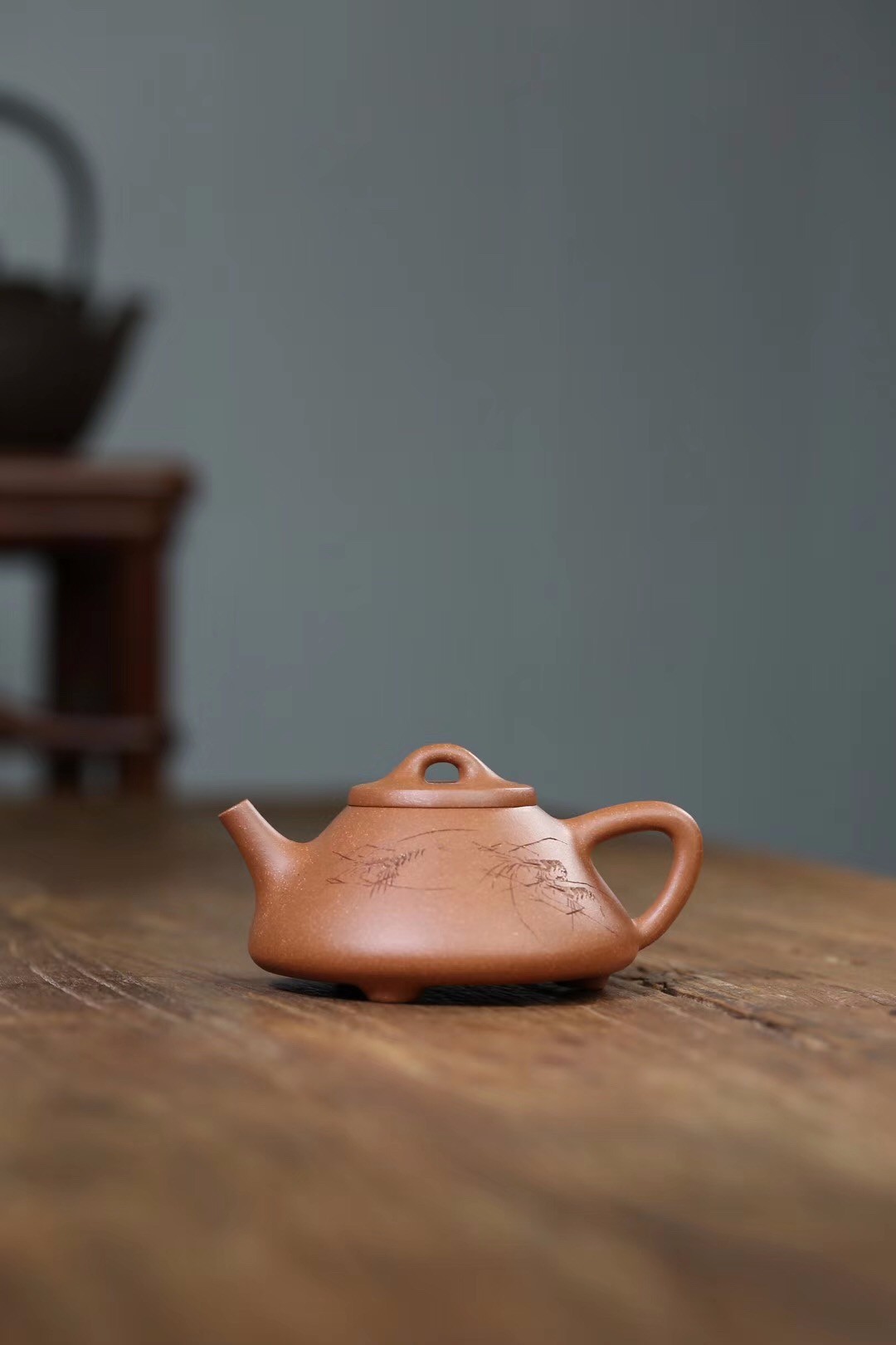 许丽萍作品 子冶石瓢(刻虾)