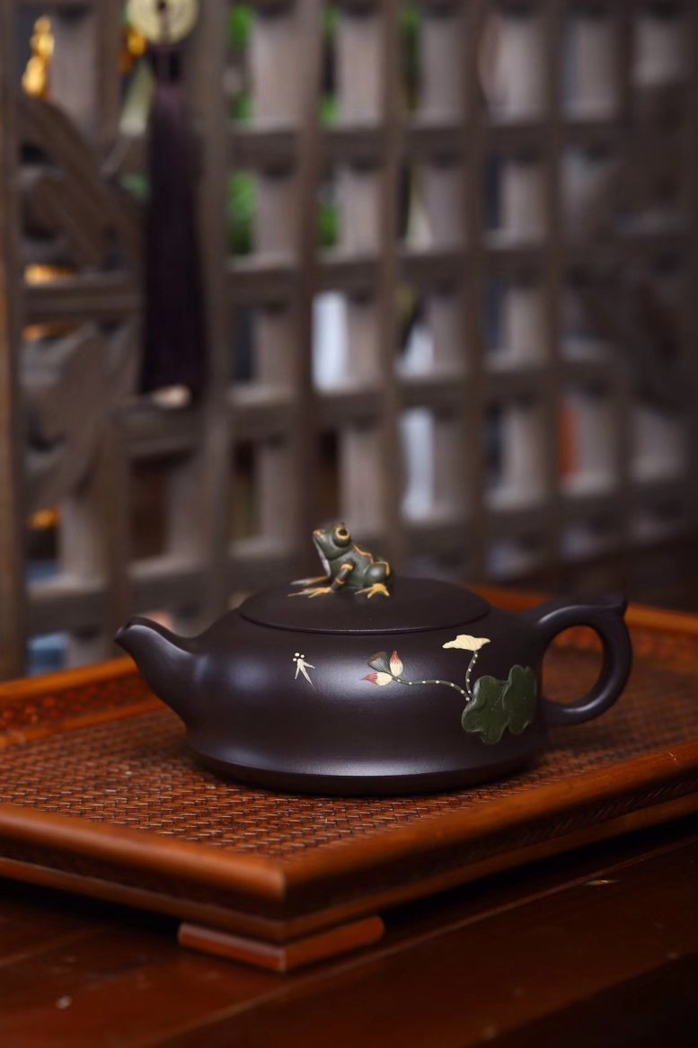 悠然紫砂作品 青蛙莲子套组