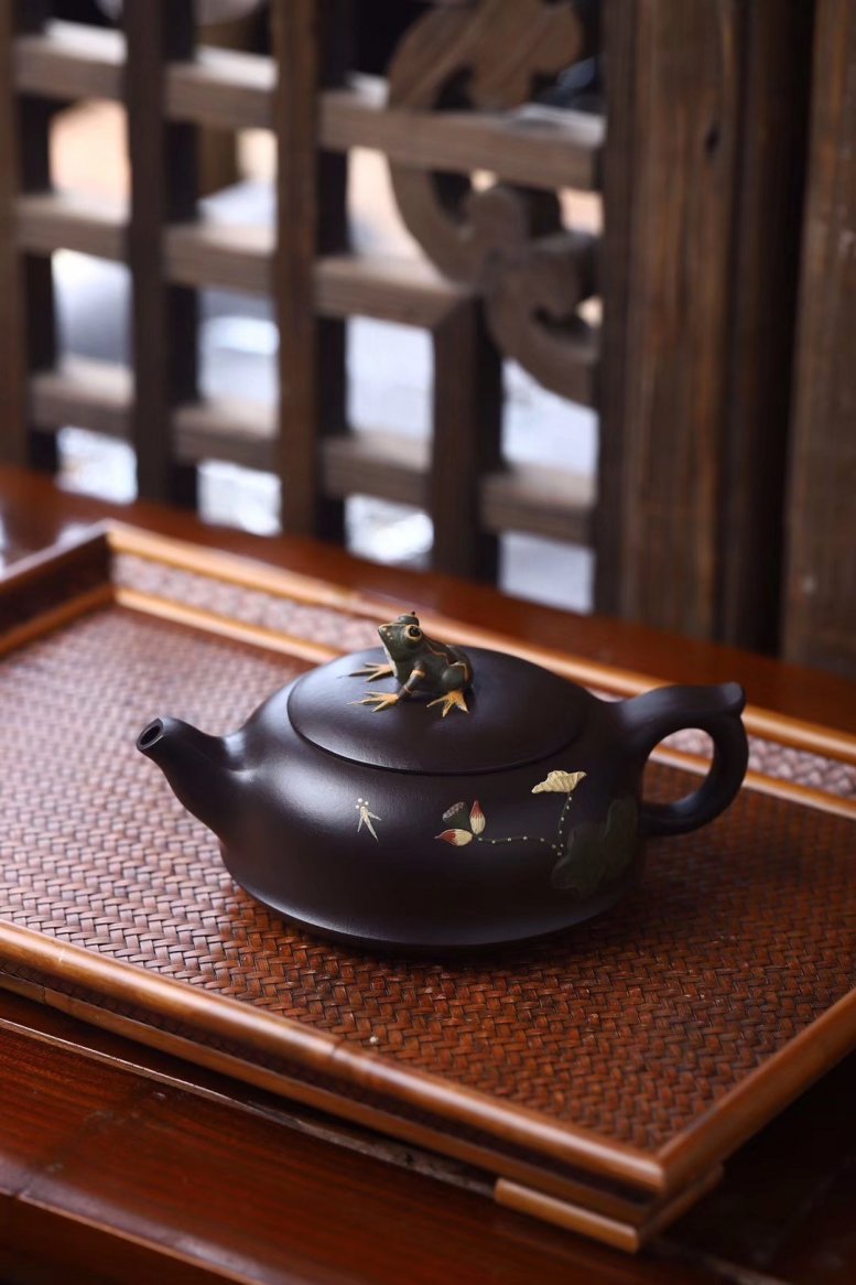悠然紫砂作品 青蛙莲子套组