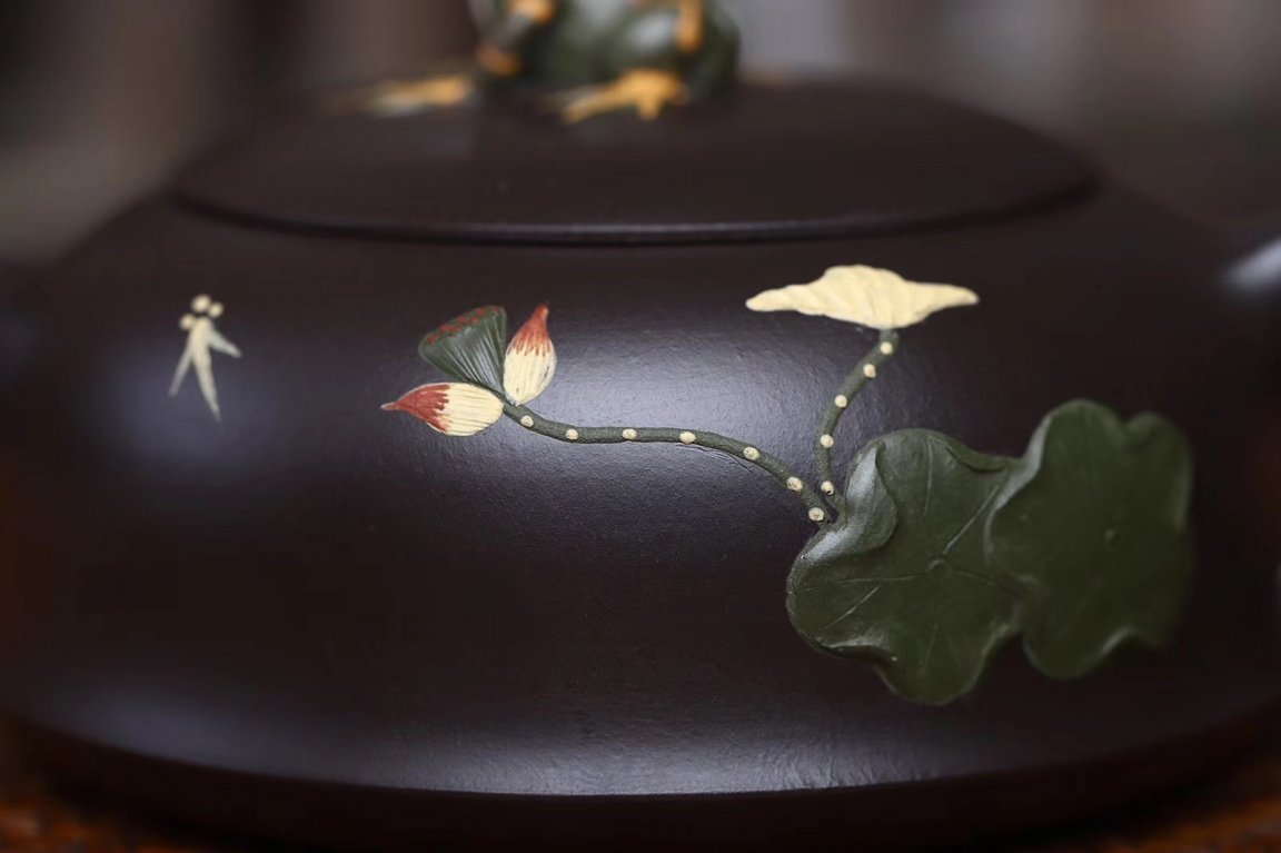 悠然紫砂作品 青蛙莲子套组