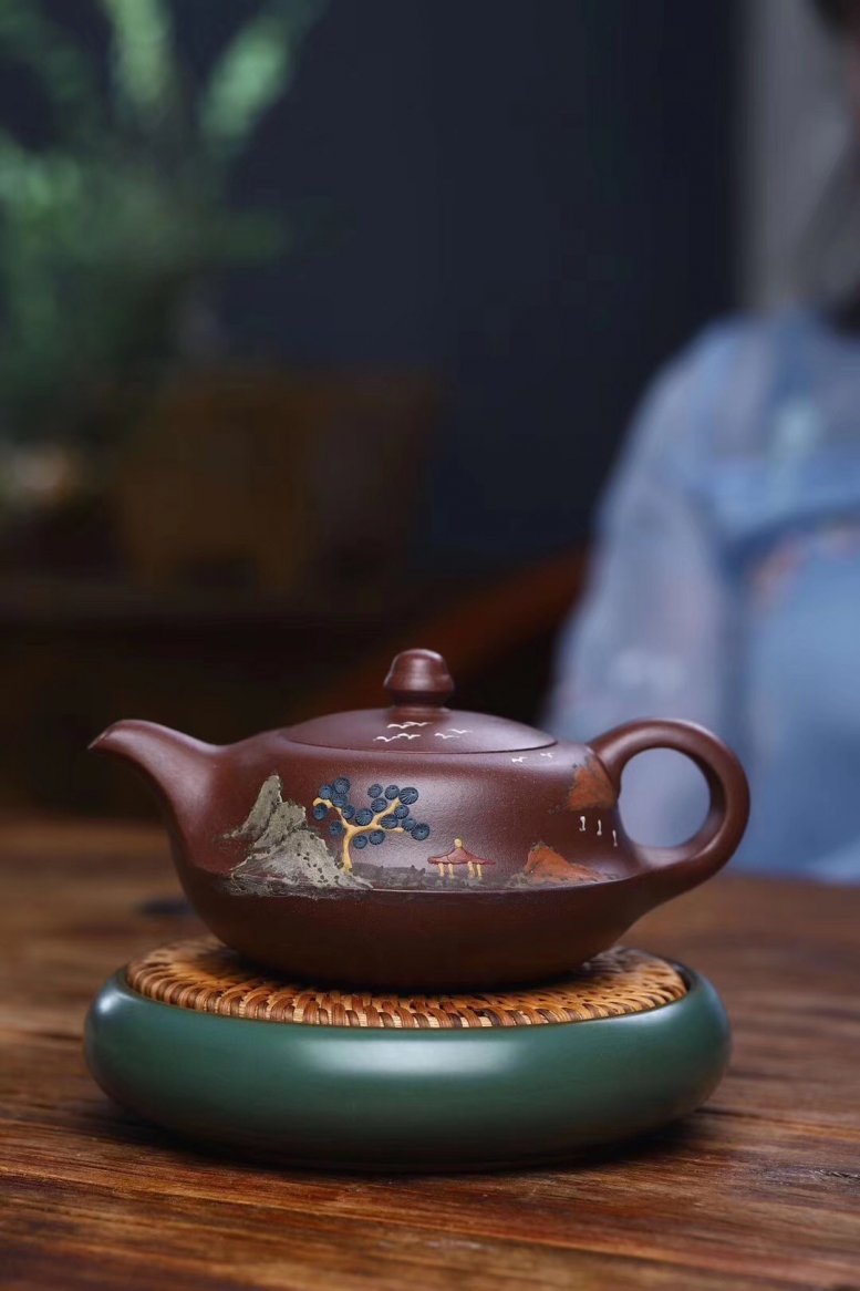 悠然紫砂作品 扁玉壶